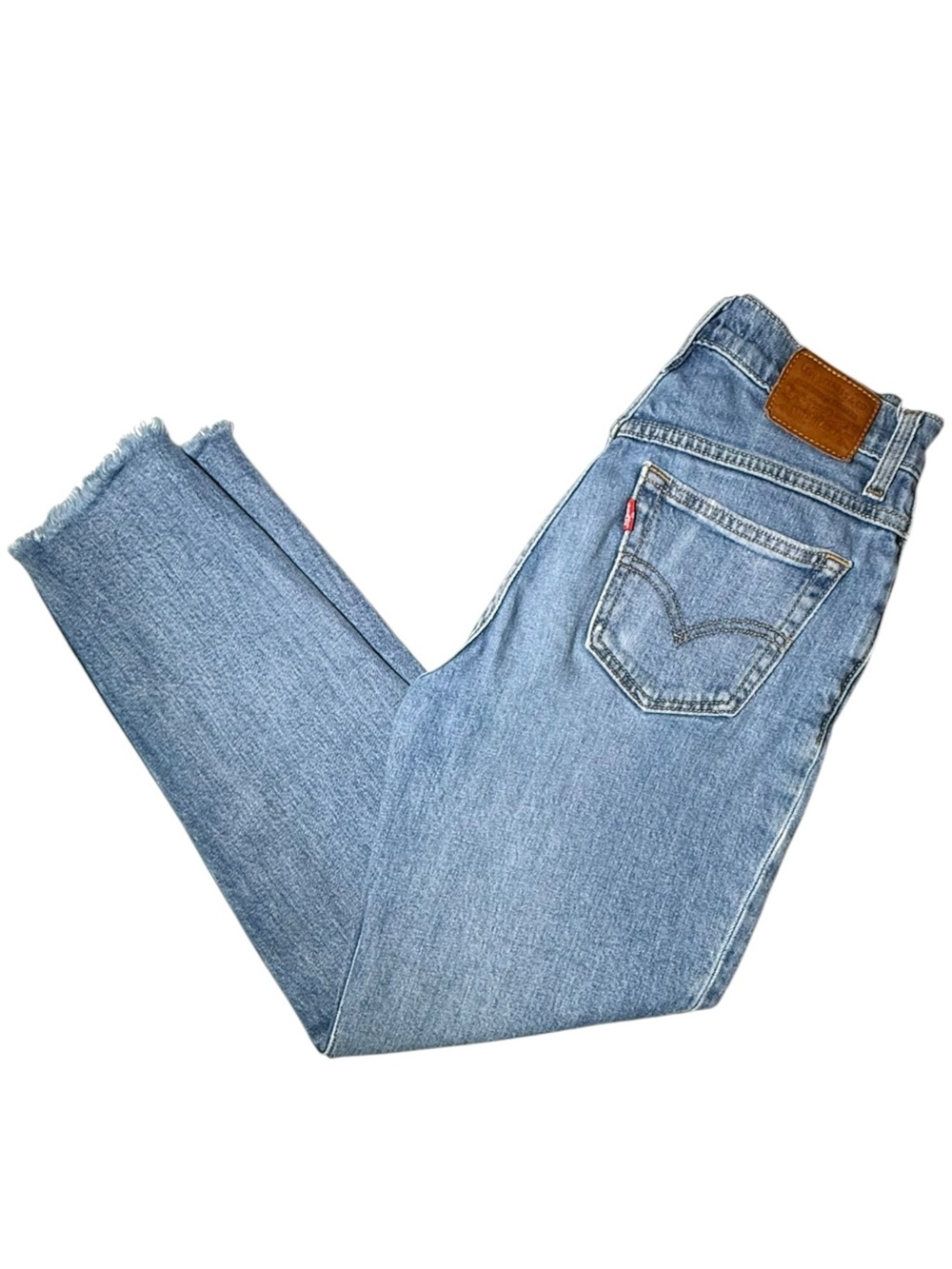 Levi's Premium High Rise Straight Mom Jean Raw Hem Cropped 25